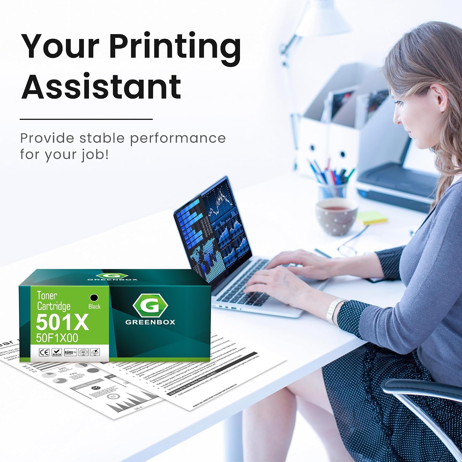GREENBOX Remanufactured 501X Toner Cartridge Replacement for Lexmark 501X 50F1X00 Black Toner Cartridge for MS410 MS410d MS410dn MS415 MS415dn MS510 MS510dn MS610 MS610de MS610dn Printer 10,000 Pages