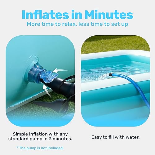 Vista 3 de SLOOSH Alberca inflable para adultos con asientos, de 120 pulgadas x 72 pulgadas x 22 pulgadas, piscina familiar resistente y gruesa por encima