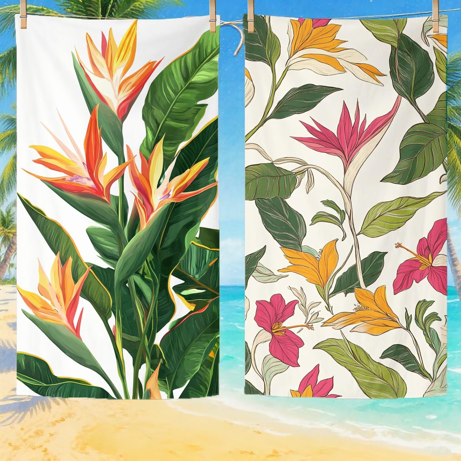 Toallas de Playa Microfibra Tropical Toalla Playa Grande 180x90 cm Mujer Hombre Secado Rápido Absorbente Toallas Gimnasio Suave Sin Arena Toalla Microfibra para Playas Piscina Viajes Camping Q-333
