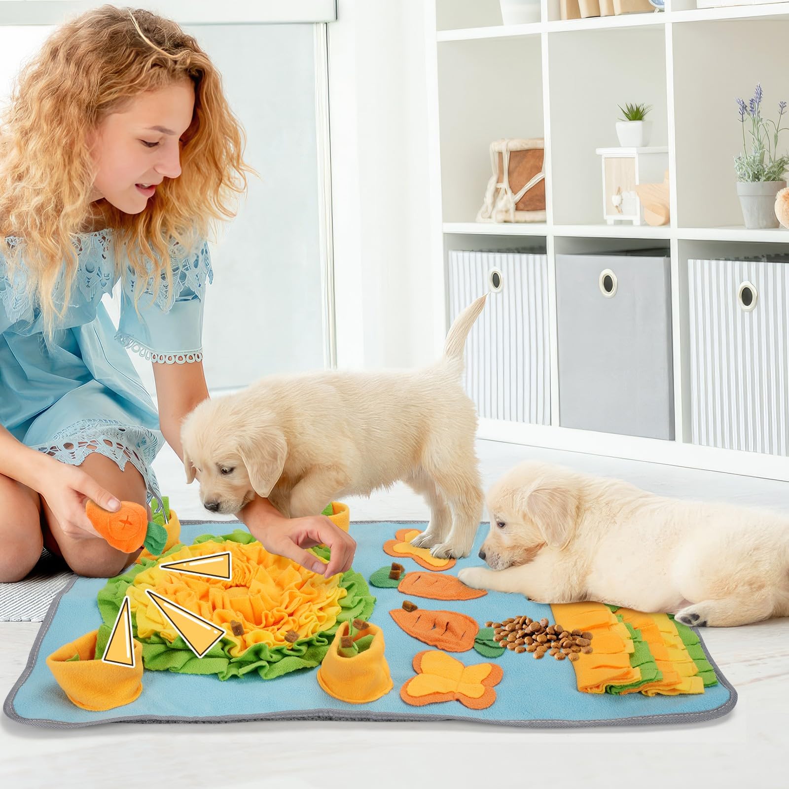 DEWEL Tappeto Olfattivo Per Cani Con Carote Sonore – Snuffle Mat 80x50 Cm, Lavabile E Pieghevole!