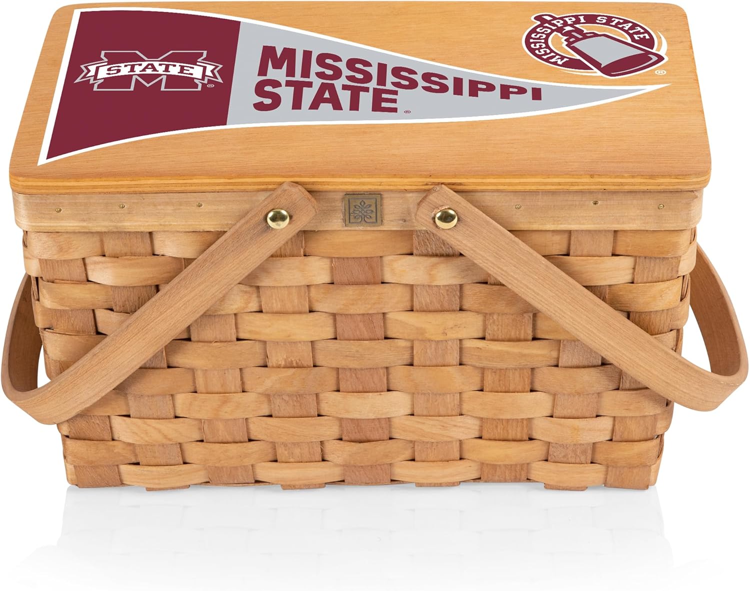 PICNIC TIME NCAA Mississippi State Bulldogs Poppy Personal Picnic Basket, Insulated Lunch Bag, Retro Lunch Box, (Beige)