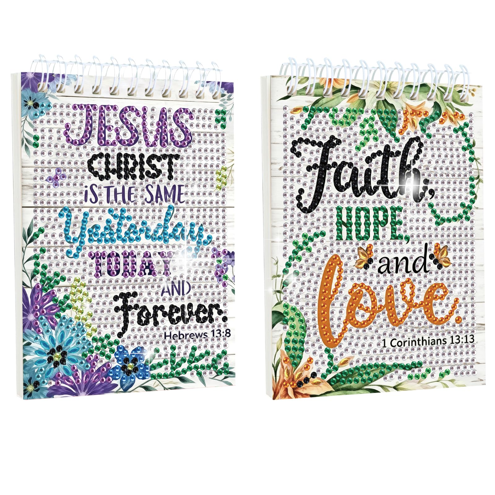 Faith Hope Love 2Pcs Diamond Painting Journals Notebooks Special Shaped Diamond Art Hardcover Dairy Book Pu 5D Diamond Art Painting Notebook With Tools For Adults Beginners Holiday Birthday Gift