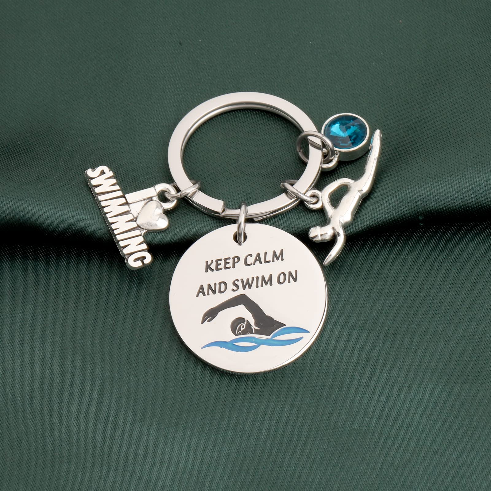 Llavero de natación para amantes de la natación, regalo para mantener la calma y nadar en llavero para el equipo de natación amante de la natación, Mantenga la calma nadar 6