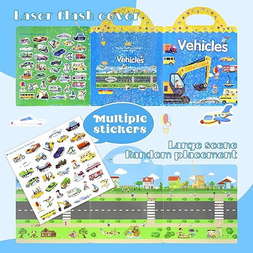 Miniatura 2 de CISOOTI Libro de calcomanías reutilizables para niños de 2 a 4 años, 3 juegos de calcomanías de viaje divertidas para niños, juguetes para niños de