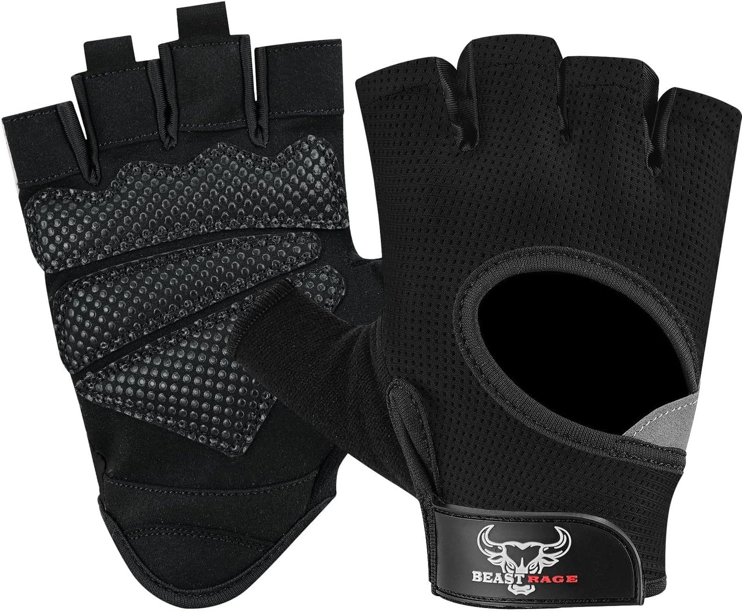 Beast Rage Training Gloves, Strong Grip Sports Gloves for Strength Training, Breathable, Anti-Slip, Wrist Protection Weightlifting Gym Gloves (Men and Women)