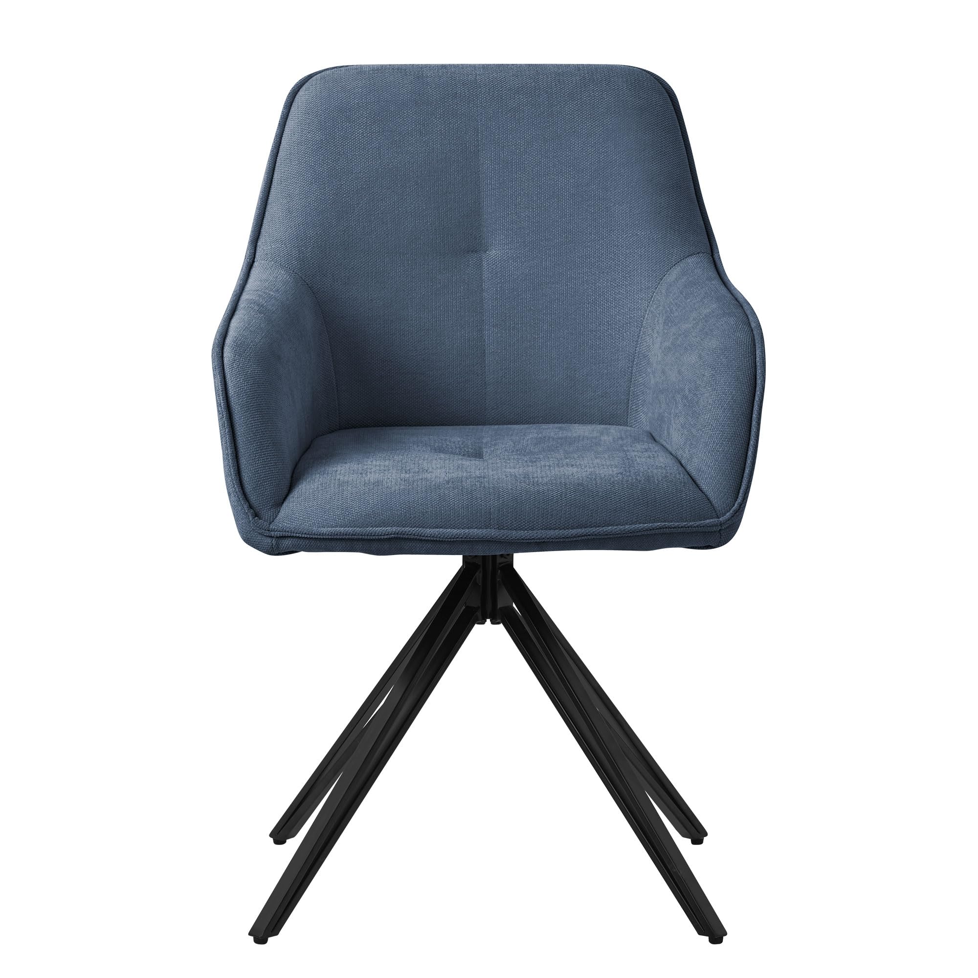 ML-Design Silla de Comedor Giratoria con Respaldo y Reposabrazos Asiento Azul de Tela Tejida Tapizado con Patas de Metal Sillón Diseño Ergonómico Moderno para Salón, Escritorio o Cocina