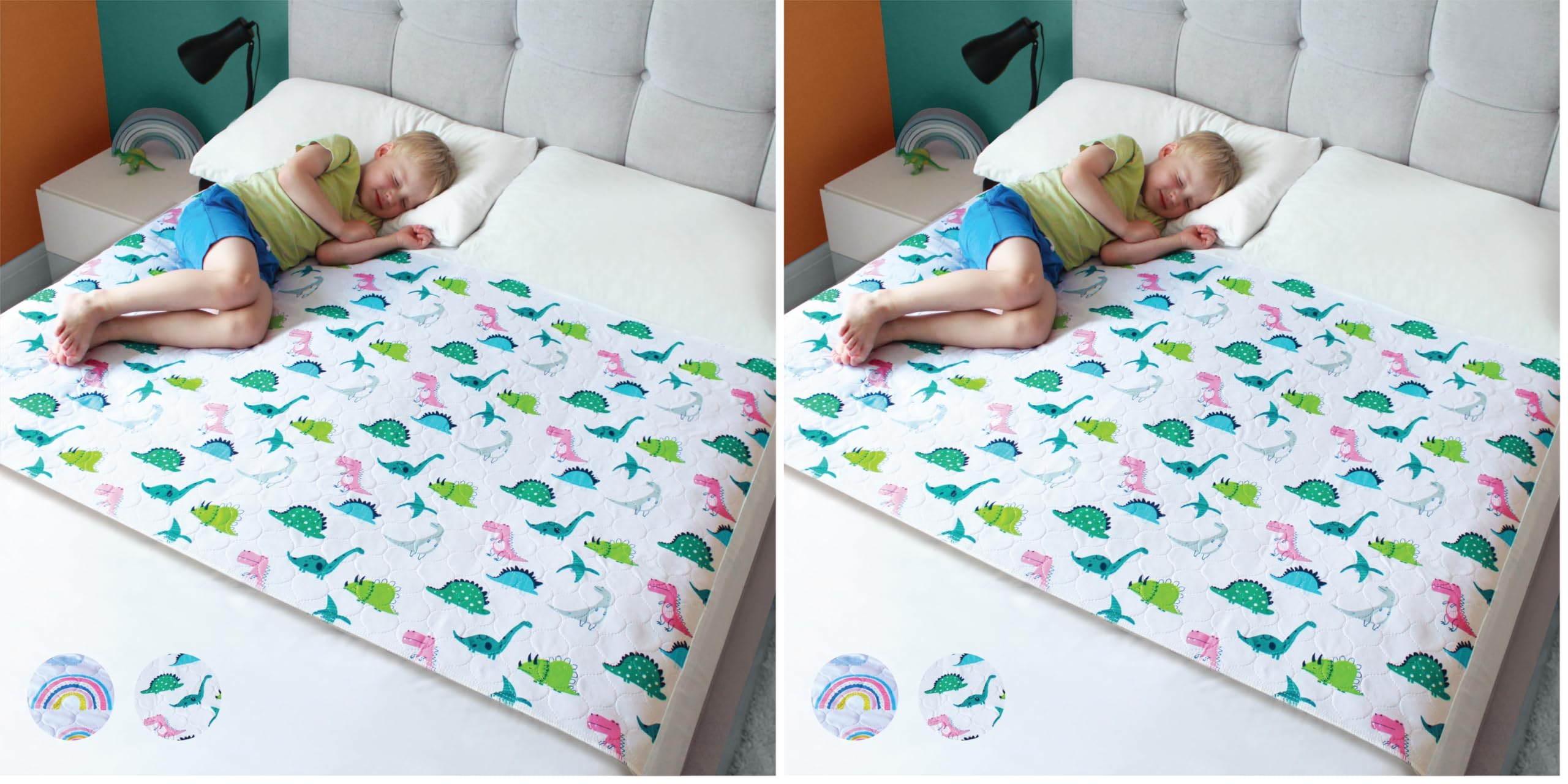 Hygge Sheets® Potty Training Bed Pads | 100% Waterproof | Bed Wetting Sheets for Single and Toddler Beds | Non Slip, Easy to Change at Night | Includes Free Children's E-Book | UK Brand | Rainbow — view 7