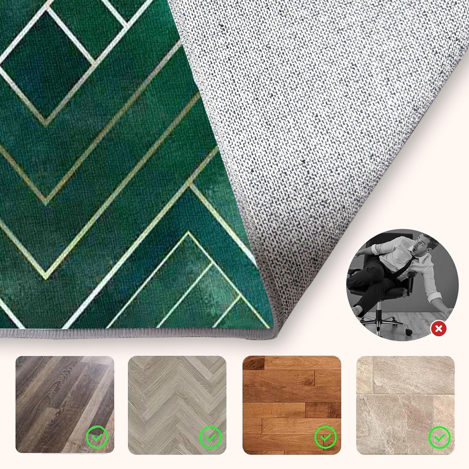 Tappeto Sedia Ufficio Tappeto Salvapavimento Antiscivolo, Tappeto per Sedia con Ruote, Tappeto Gaming Pavimento, Tappetino Protettivo per Pavimento per Laminato, Parquet, Pavimenti Duri 80 x 120 cm