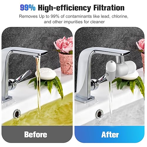 Miniatura 5 de Filtro de agua multifuncional de cocina y baño de 4 modos para grifo de fregadero con 2 filtros de repuesto, 99.9% de eliminación de cloro,