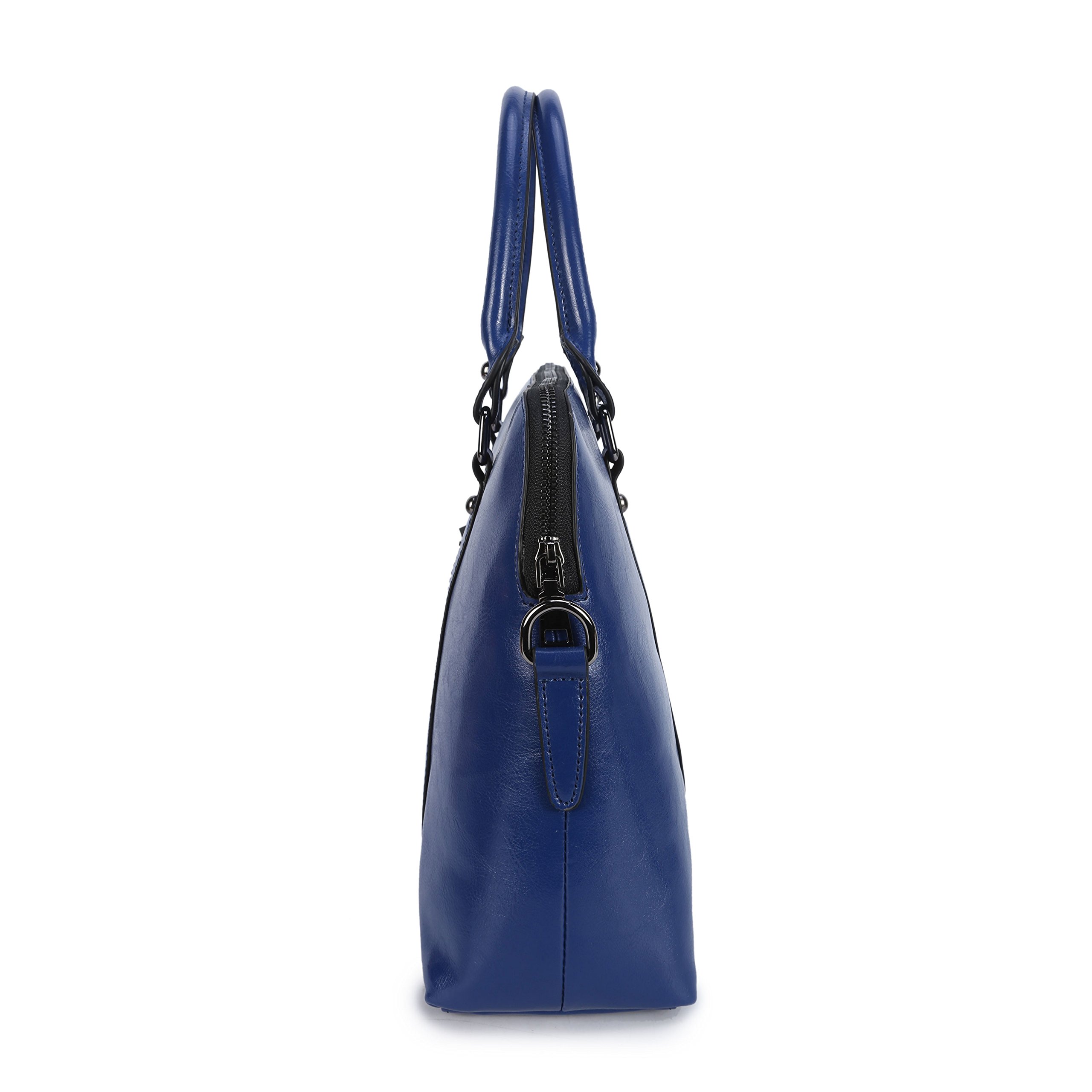 Cuero Negocios Mujeres Maletín Ordenador Portátil Bolsas Messenger Shouder Correa (Azul)