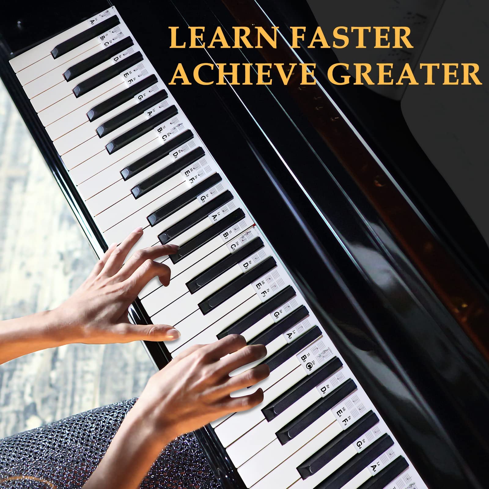 Adesivo per Tastiera del Pianoforte,Adesivo per note di pianoforte,Etichette per Tastiera Pianoforte,Pianoforte pieghevole,Adesivi per Tastiera di Pianoforte,Guida Alle Note di Pianoforte