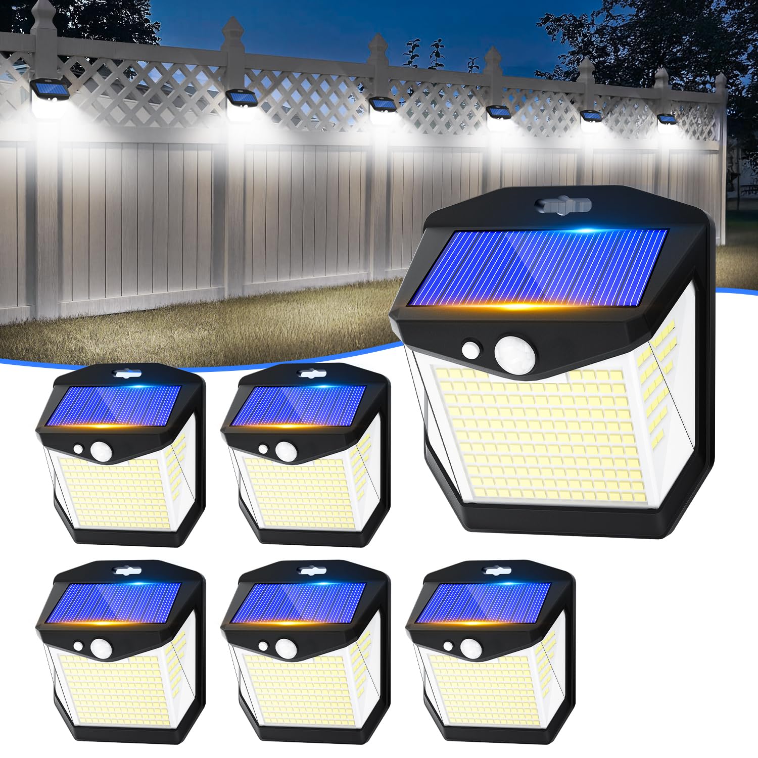 Solarlampen LED Strahler Außen mit Bewegungsmelder: 6 Stück 248 LED Aussen Solar Lampe Outdoor IP65 Wasserdicht Solarleuchte Licht Aussenleuchte 3 Modi Solarlampe 270° Solarlicht Garten Wandleuchte
