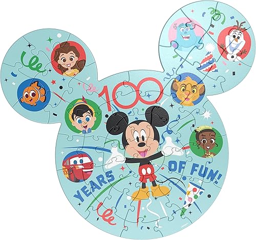 Miniatura 9 de Disney100 aniversario, rompecabezas de 48 piezas en caja de almuerzo con mango de lata de metal, rompecabezas para niños de 4 a 8 años, juguetes de