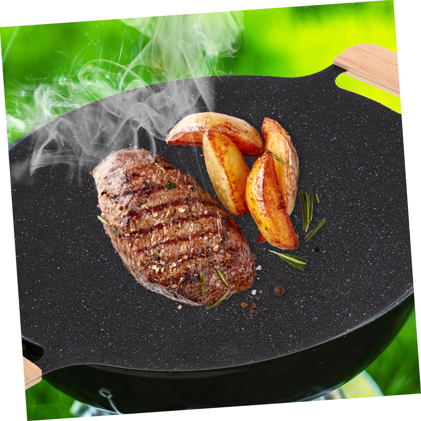 TOYANDONA Padella Per Portatile Con Manico Padella Antiaderente Per Barbecue in Ferro Per Campeggio e Uso Casa Riscalda Uniformemente
