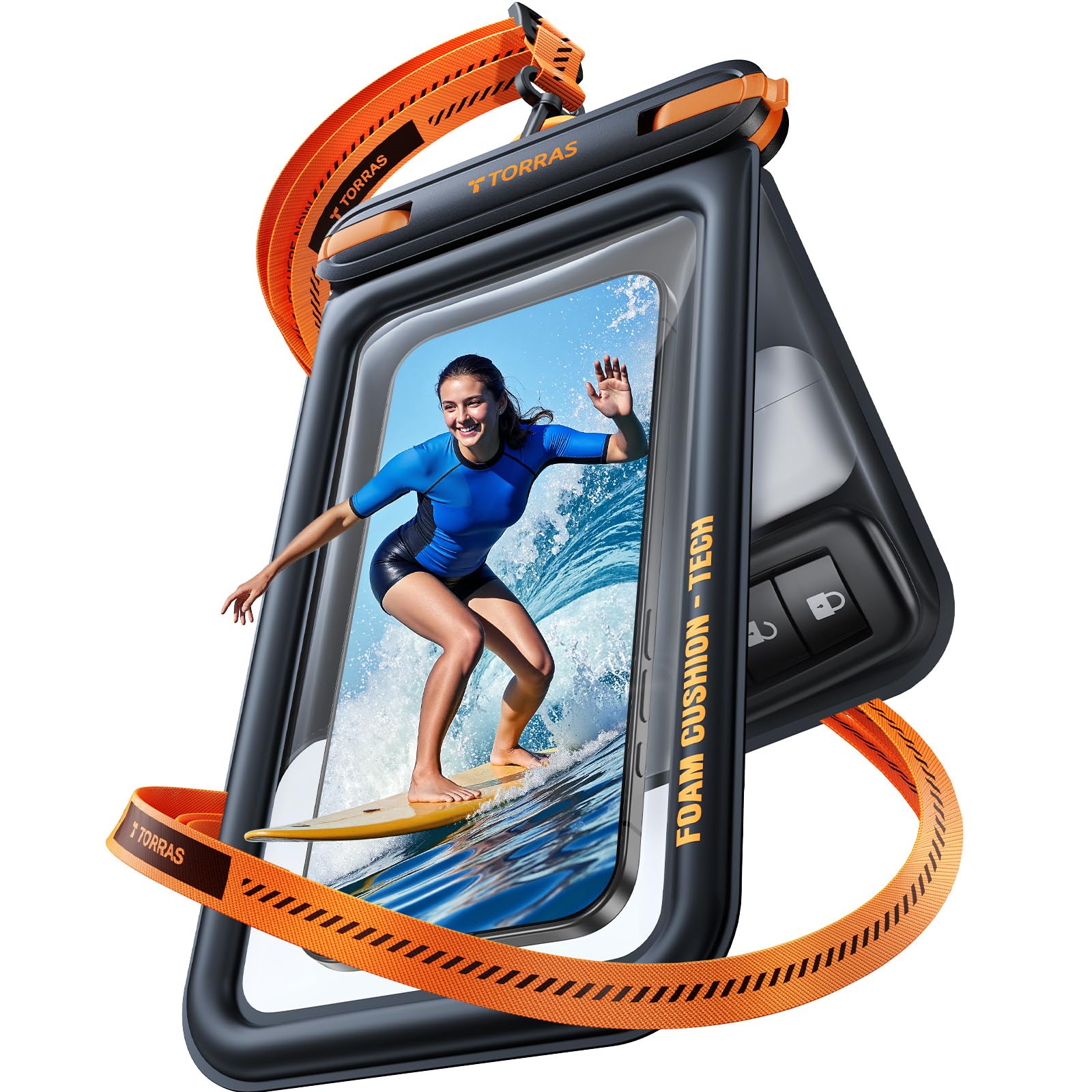 TORRAS wasserdichte Handyhülle [Doppelte Taschen] IP68 Unterwasser Handyhülle Wasserfeste Handytasche für Schwimmen, Waterproof Phone Case für Smartphone bis 7 Zoll