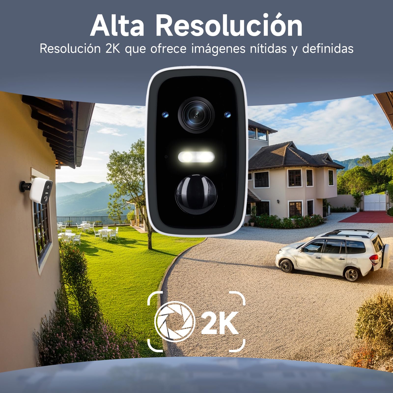 Cámara de Vigilancia WIFI Exterior, Rollei Wireless Security Cam 2K V2 Seguridad Camara sin Cables Visión Nocturna Detección de Movimiento Audio Bidireccional IP65 Cámara-Vigilancia-Exterior-Seguridad