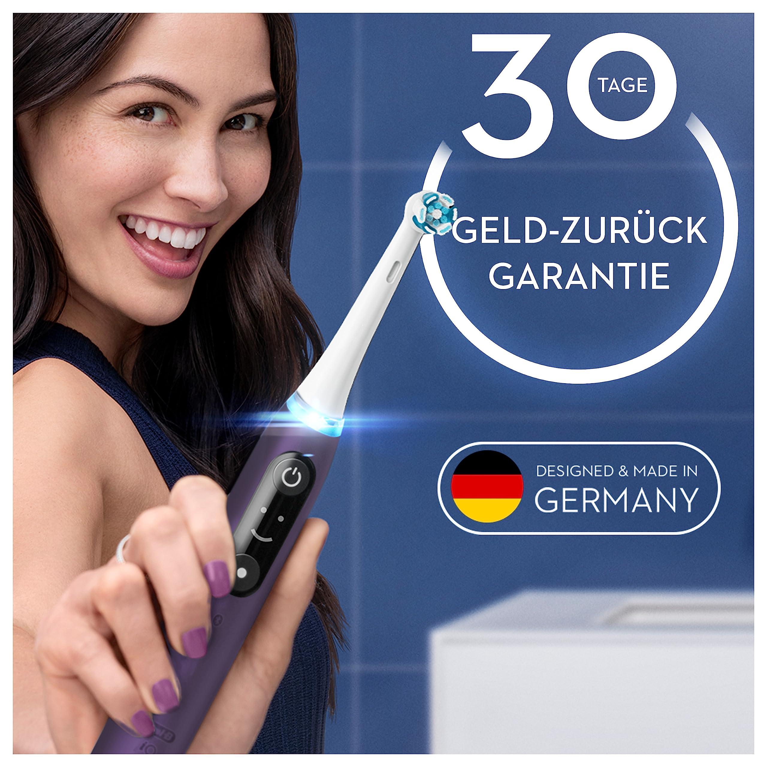 Oral-B iO Series 8 Elektrische Zahnbürste/Electric Toothbrush, 6 Putzmodi für Zahnpflege, Magnet-Technologie, Farbdisplay & Beauty-Tasche, Special Edition, Geschenk Mann/Frau, violet ametrine
