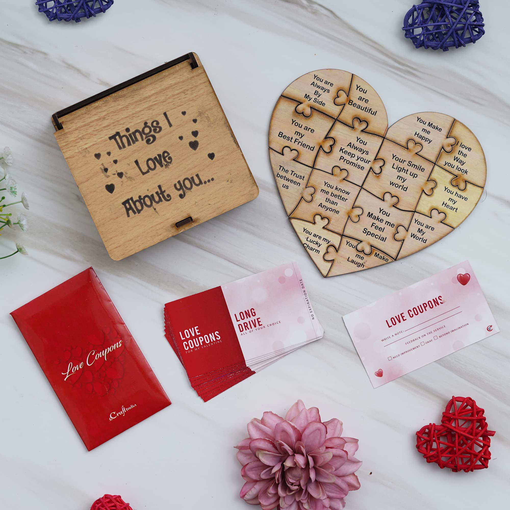 eCraftIndia Set of 12 Love Coupons, Things I Love About You Wooden Valentine Gift Box- Valentine Gift for Girlfriend Boyfriend Husband Wife - Valentine Day Gifts - Valentine Day Decoration Items (B0BSLHKL5G) Amazon Price History, Amazon Price Tracker