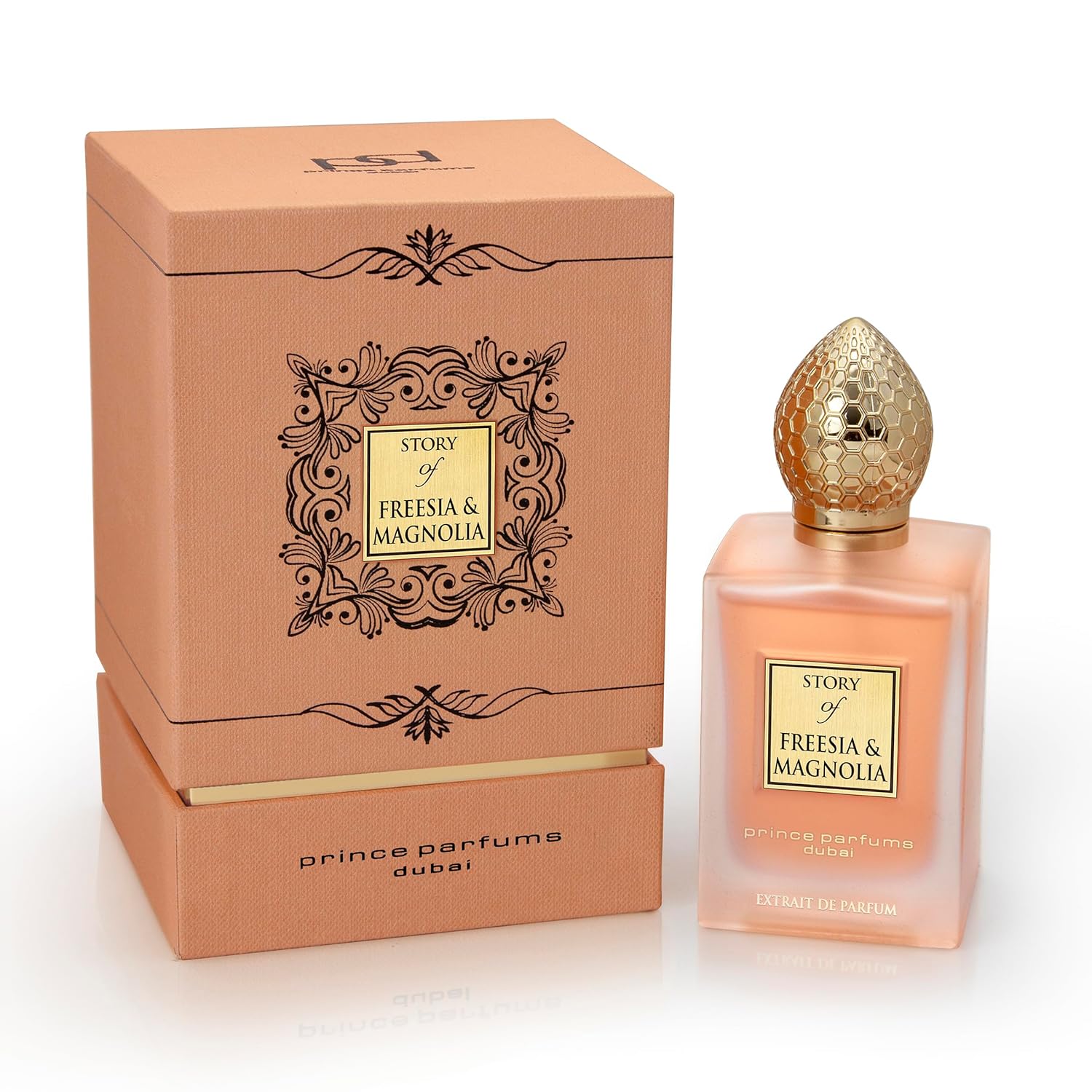 Prince Parfums Dubai – Story of Freesia Magnolia For Women – 3.4 Ounces – Extrait de Parfum – Delicate Bouquet of Freesia, Magnolia – Essence of Femininity & Beauty