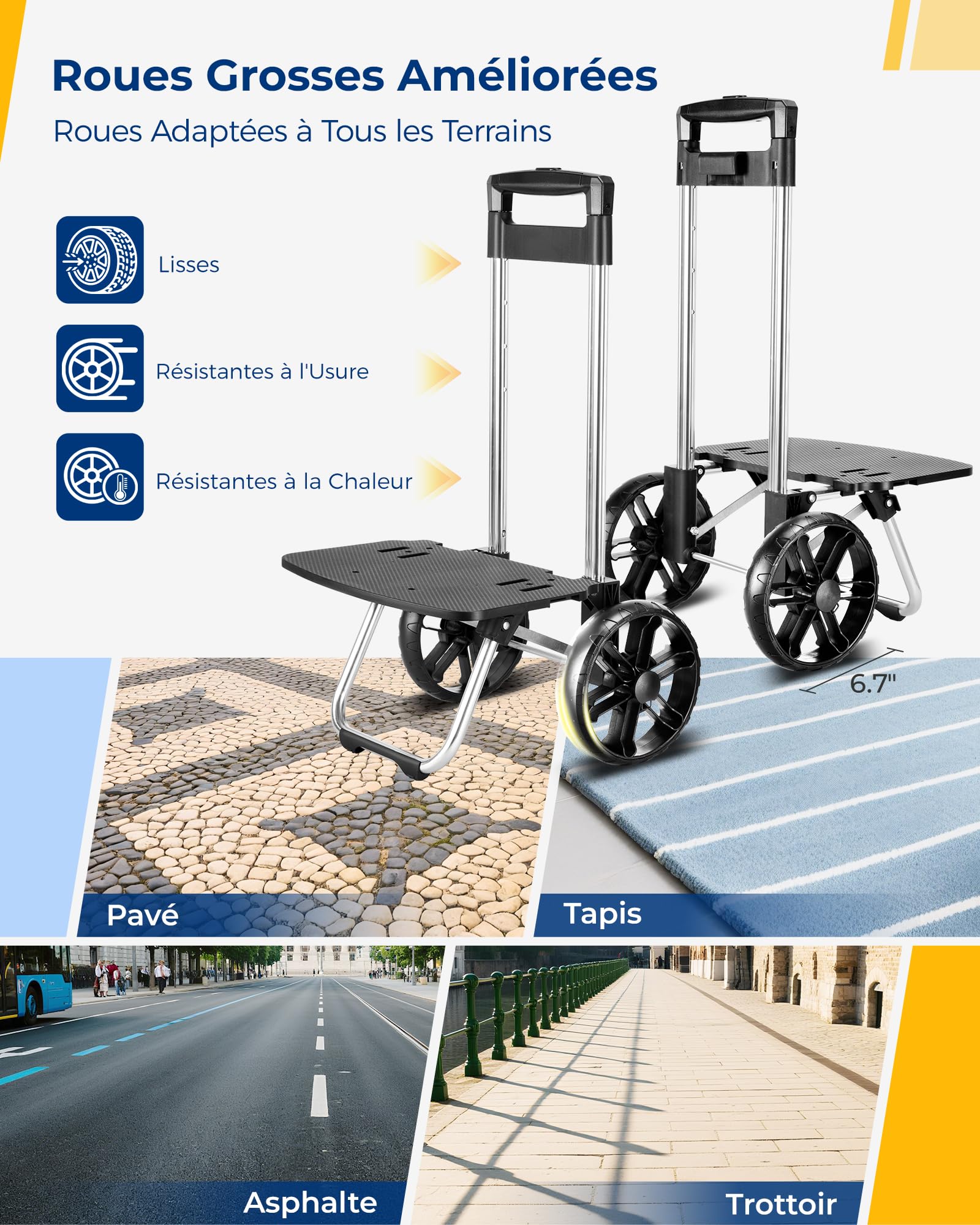 Ytonet Chariot de Courses à roulettes 55L, Caddie de Courses Pliable Porte Jusqu'à 68 kg, Chariot de Courses Imperméable avec Sac Isotherme et Poche Anti-vol, Le Camping, Faire Les Courses, Noir
