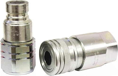 Miniatura 2 de Titan Attachments 3/4" acoplador hidráulico macho y hembra de cara plana NPT Minicargadoras