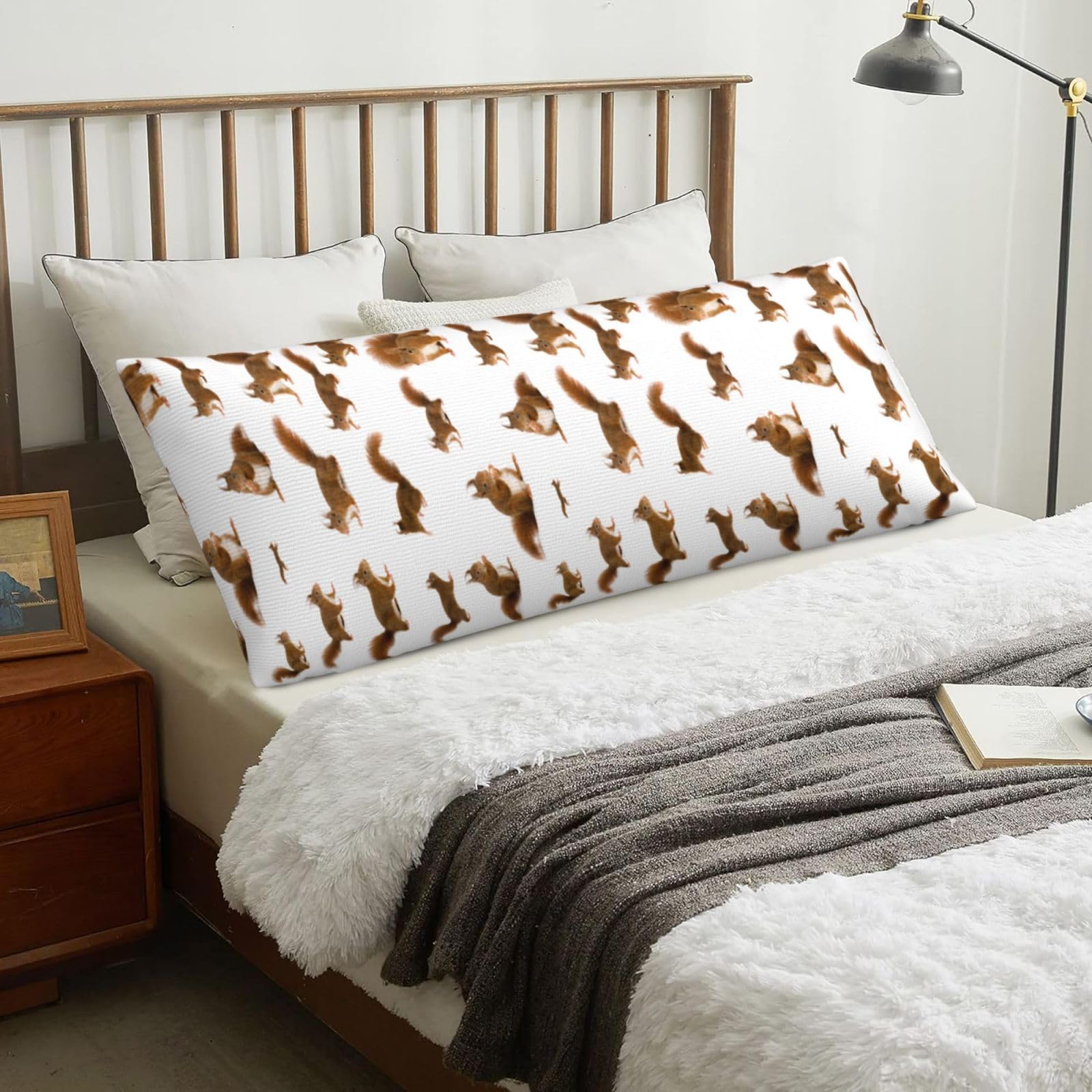 Cute - Cute Squirrel, Body Pillow Cover with Zipper,Long Body Pillowcase 20 x 60 in