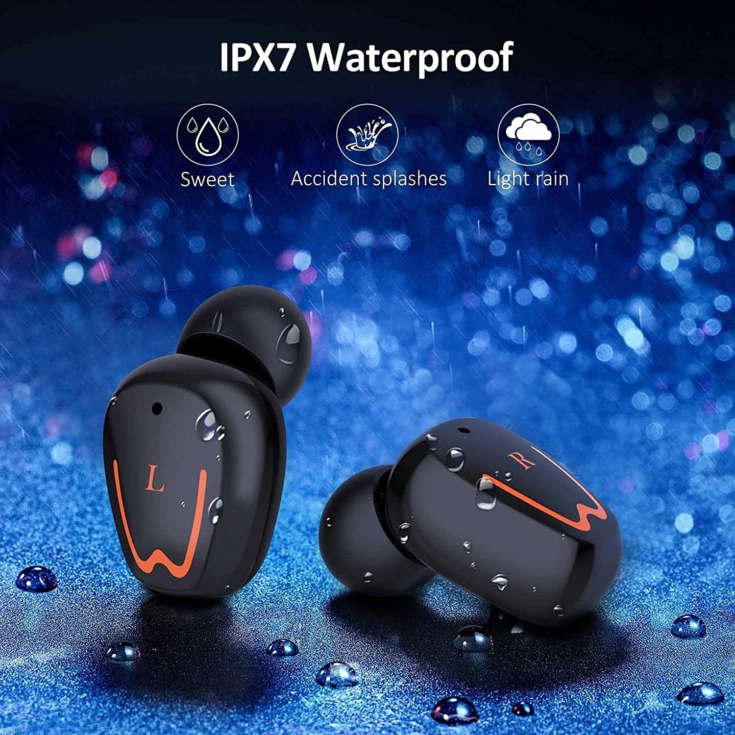Auricolari wireless veri, auricolari Bluetooth 5.0 in-ear con custodia di ricarica, chiamate stereo facili da abbinare, microfoni integrati, resistenza al sudore IPX6 per sport, allenamento, palestra