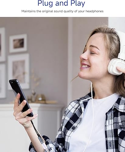 Miniatura 7 de Adaptador USB C a auriculares y cargador de 0.138 in, puerto de carga USB C PD 3.0 2 en 1 a conector de audio auxiliar y cable de carga rápida de 60