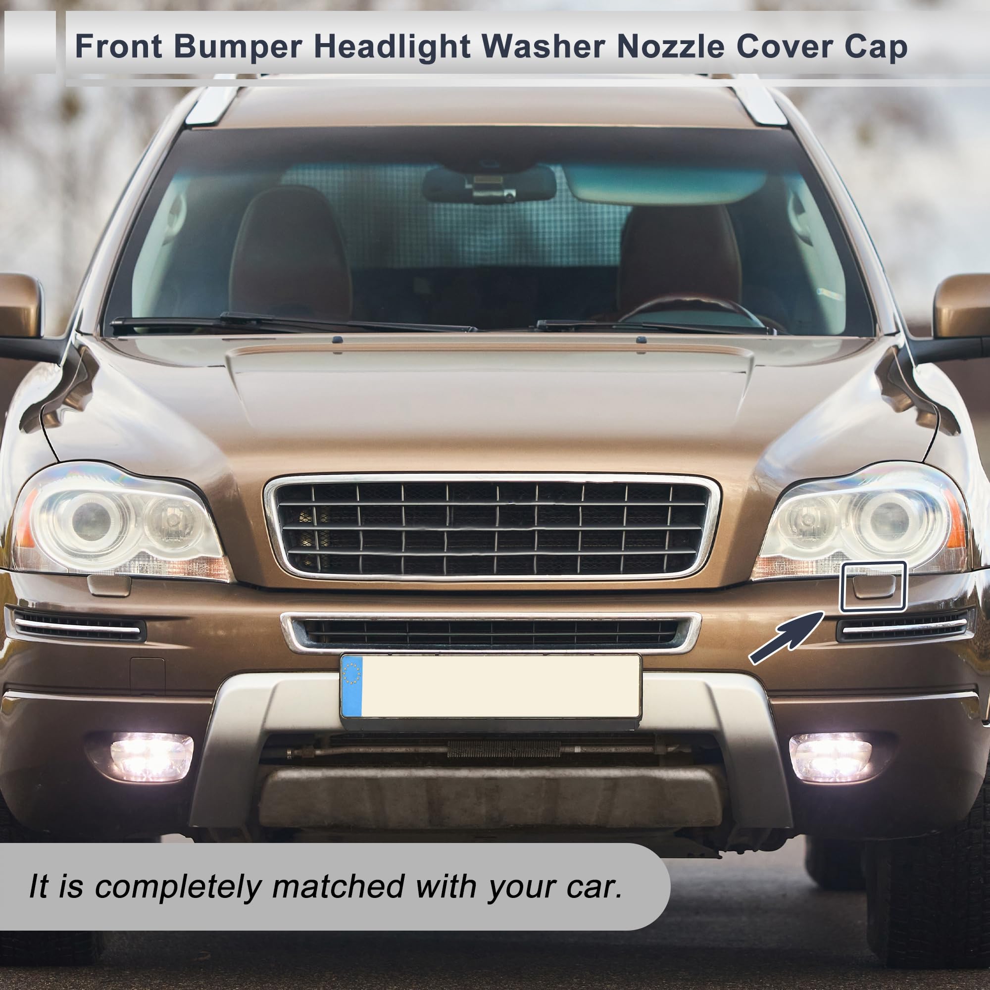 RATCHROLL Front Left Side Bumper Headlight Washer Nozzle Cover Cap for Volvo XC90 2003-2011 Bumper Trim Nozzle Cover No.39875253 Black 1 Pcs