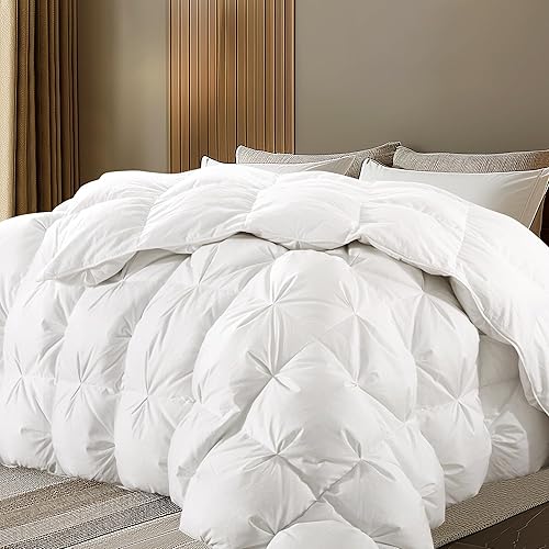 Miniatura 2 de puredown Edredón de plumas tamaño individual, relleno de edredón blanco plisado con lazos en las esquinas, edredón transpirable y ultrasuave