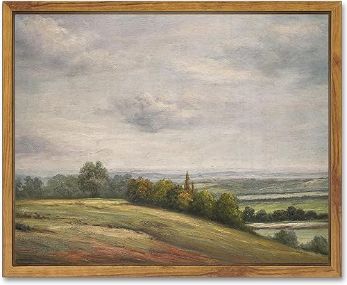 SHENIFY Lienzo enmarcado de paisaje, arte de pared, vintage, clásico, rural, colina, decoración de pasillo, cocina, oficina, 8 x 10 pulgadas, marco