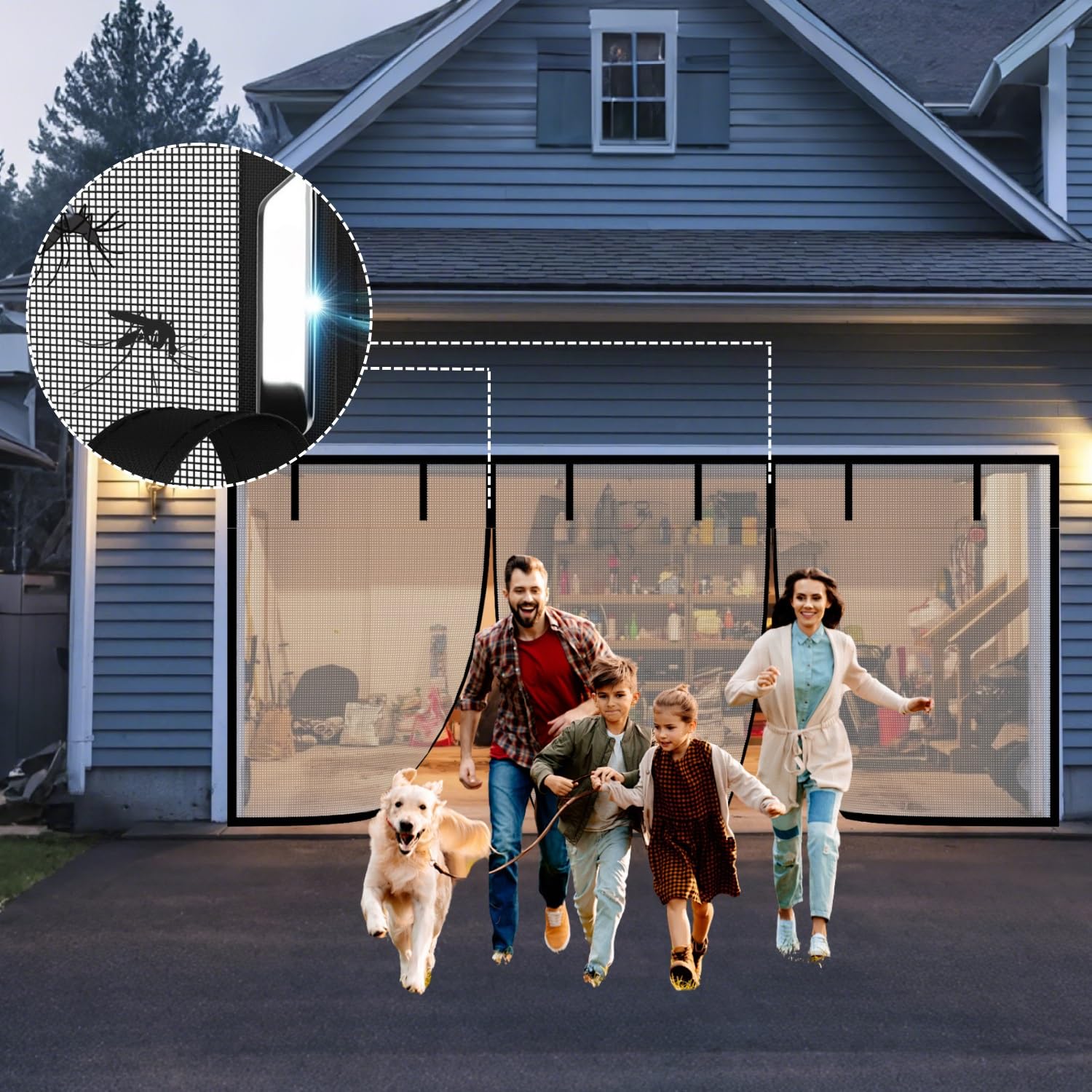 Generisch Magnet Fliegengitters Tür Insektenschutz Garag Magnet Tür Abdeckung 244x214cm 274x214cm 488x214cm Fliegenvorhang Für Für Garage Tür Terrassenüberdachung Gartenhaus(274x214cm)
