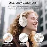 Monster Persona 5th ANC-Wireless Bluetooth Over-Ear Headphones with Microphone, 70H Playtime, Bluetooth 6.0, Comfortable and Foldable Design,Wireless Headsets for Home,Gifts (White)