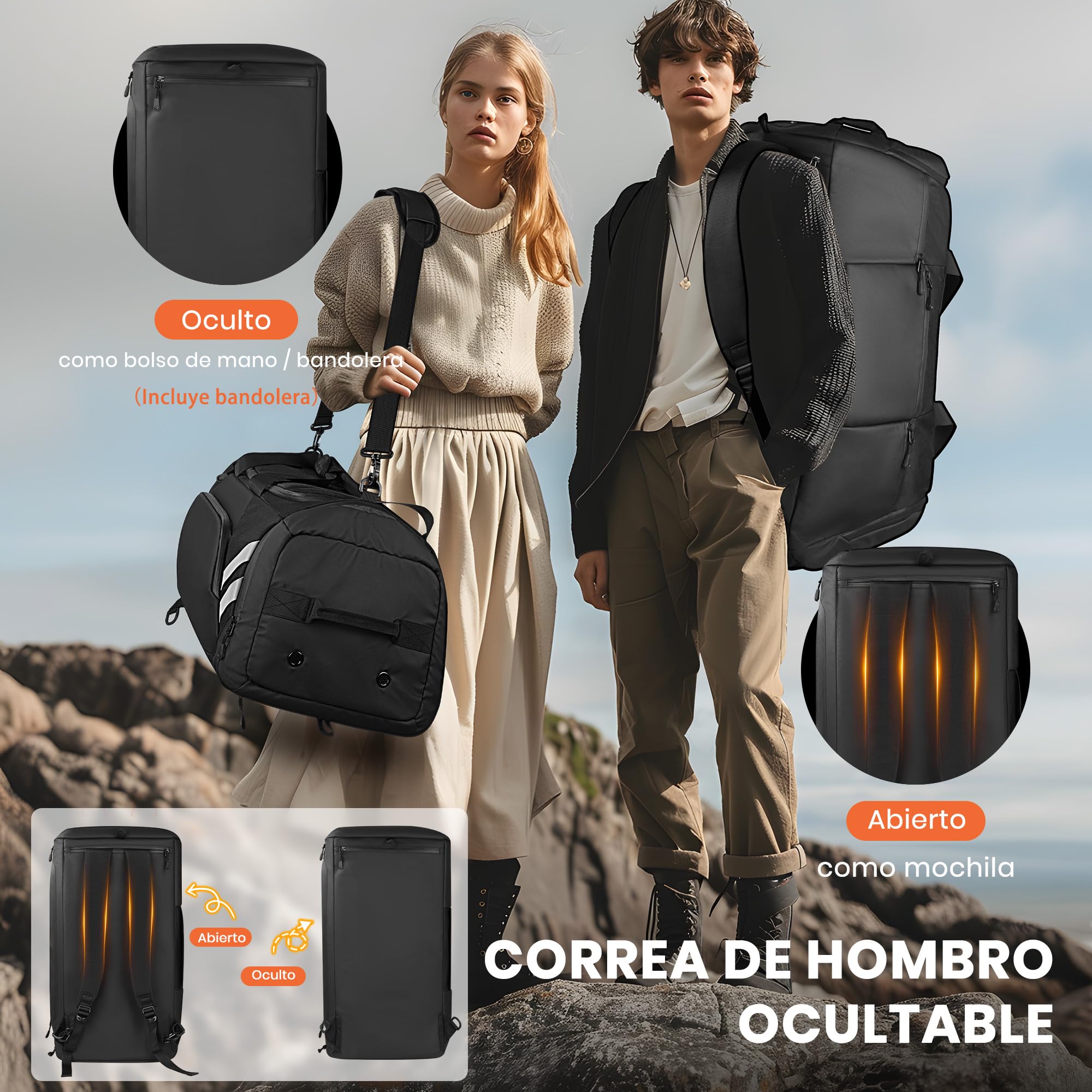 Bolsa Deporte, 58L Impermeable bolsa deporte hombre Bolsa de Viaje Macuto con Zapato y Compartimento Húmedo, Bolsa de Deporte para Mujer y Hombre para el Gimnasio, la Natación, el Camping y los Viajes