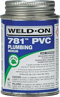 Weld-On 14009 781 PVC Medium-Bodied High-Strength Plumbing Solvent Cement - Fast-Setting and Low-VOC, Clear, 1/4 Pint (4 fl oz)