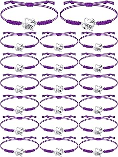 20 Pcs Cheerleader Gifts Cheer Bracelet Girls Cheerleading Charm Bracelet Adjustable Cheerleader Gifts For Cheer Team Cheerleading Jewelry Accessories Bulk (Purple)