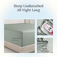 Vista 54 de California Design Den - Sábana ajustada de algodón, suave, 400 hilos, 100 % algodón, elástico que no se zafa, bolsillos profundos, refrescante