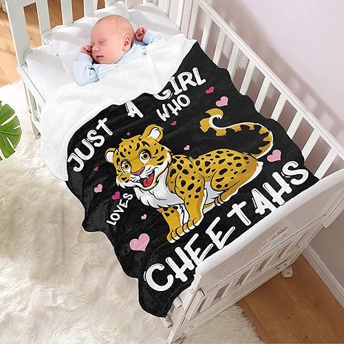 Miniatura 2 de Manta de guepardo con texto en inglés Just Girl Who Loves Cheetah, manta de franela para niños, manta de leopardo suave, acogedora y ligera para