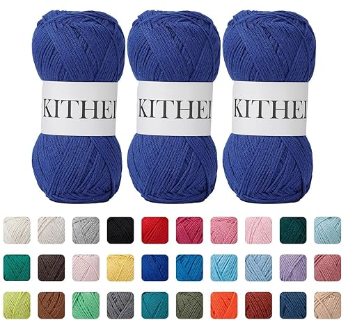 Cotton Yarn，50% Cotton 50% Polyester-10.5oz，526yard，3 Pack ，Soft Yarn for Crocheting