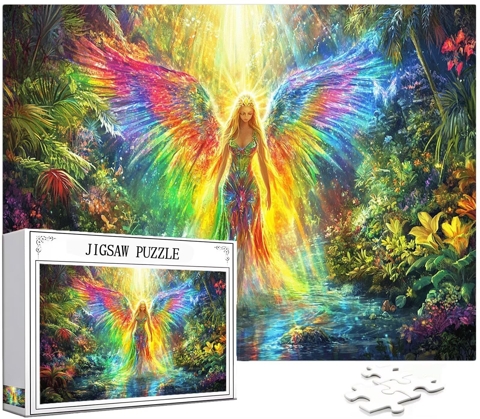 Siedem kolorów Puzzle 1314 sztuk Duży rozmiar dla dorosłych, Puzzle Elfy Wzór z kompaktowym pudełkiem i plakatem w zestawie do dekoracji ścian domu, prezent dla kobiet mężczyzn, drewno układanki 75 x
