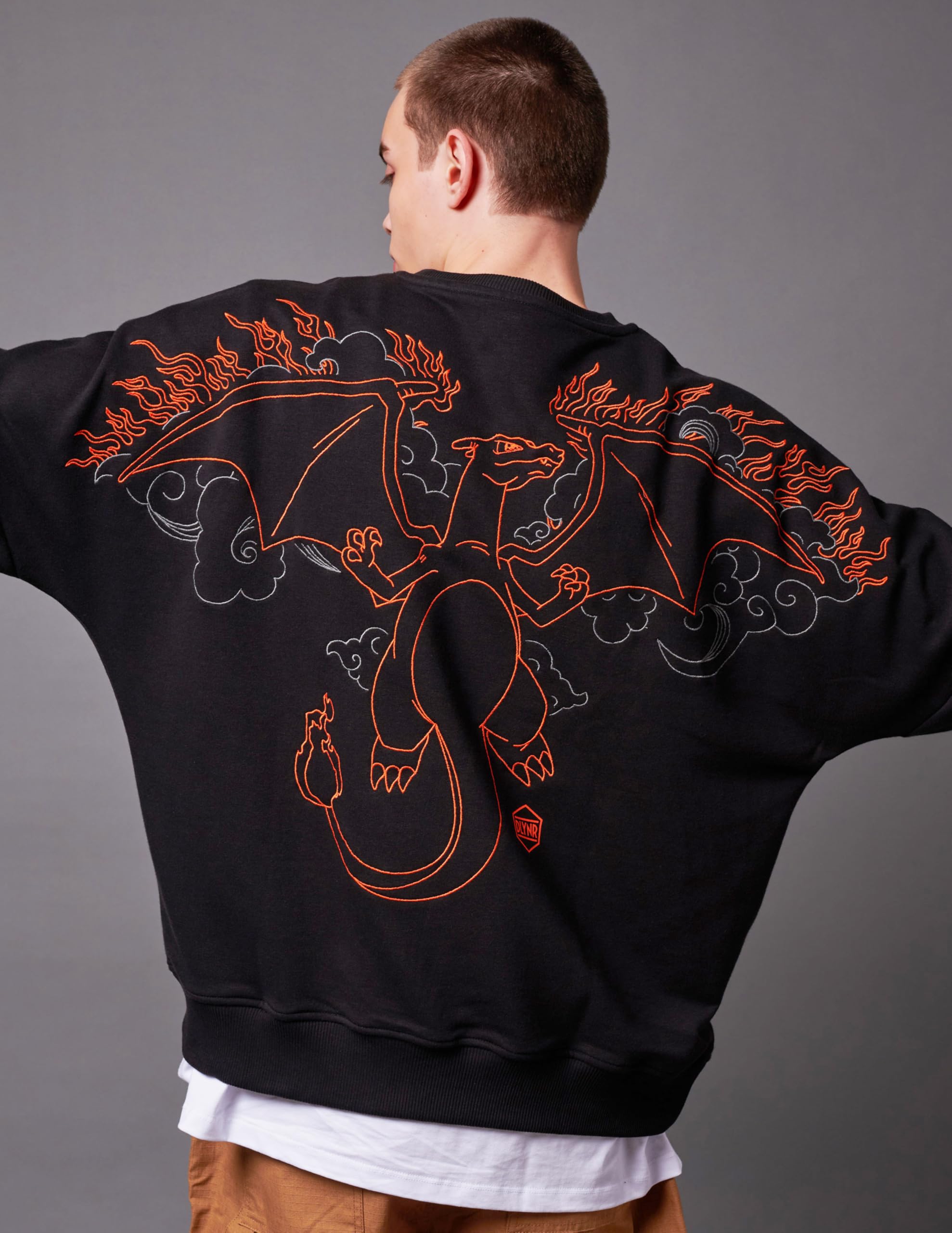 Dolly Noire Pokémon Charizard - Sudadera unisex con capucha bordada, mezcla de algodón, colección oficial