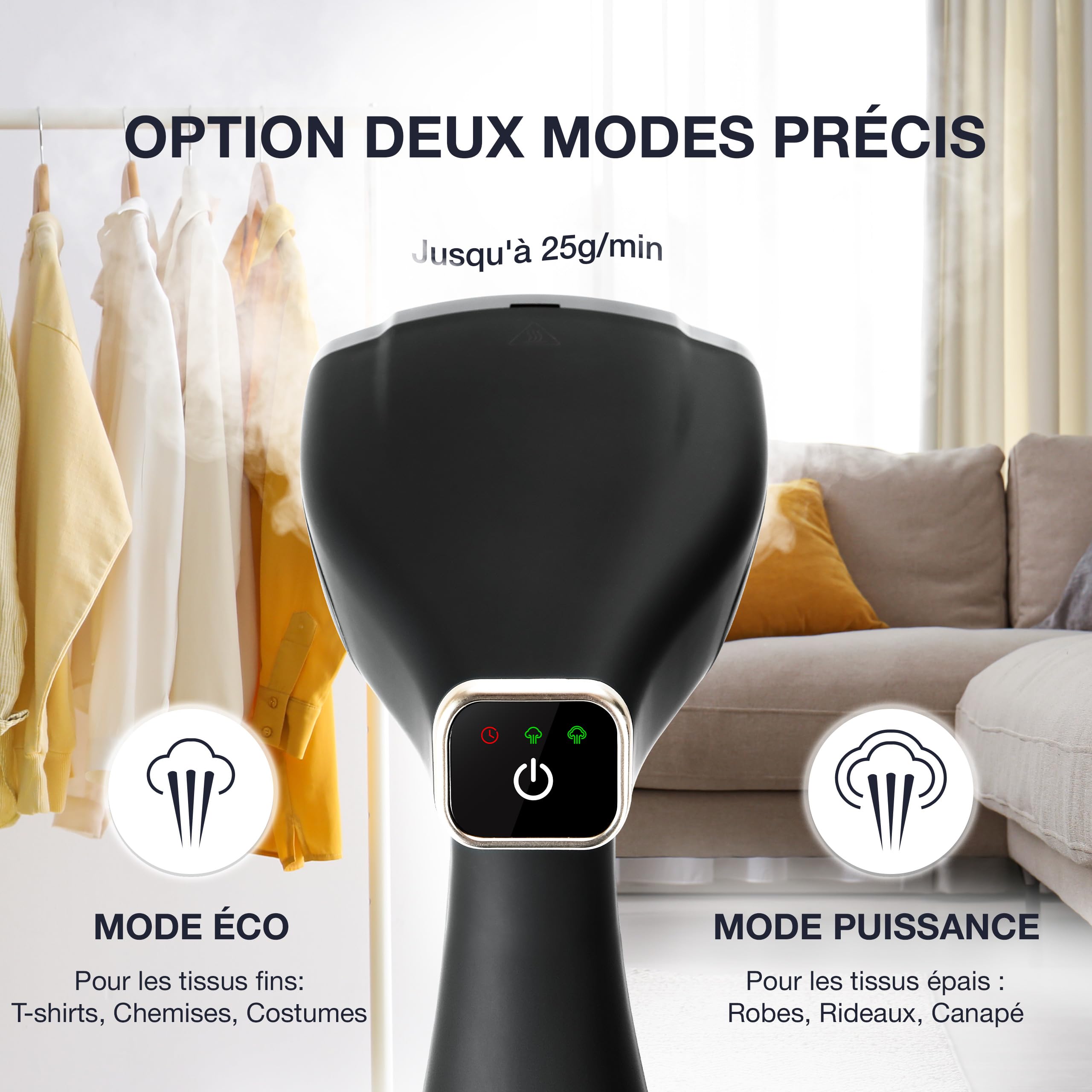 LEBENLANG Defroisseur Vapeur 1500W - 25g/min & Réservoir 300ml I Fer à Repasser de Voyage avec Gant I Défroisseur Vapeur Vertical Repassage Vapeur Vertical Steamer Portable