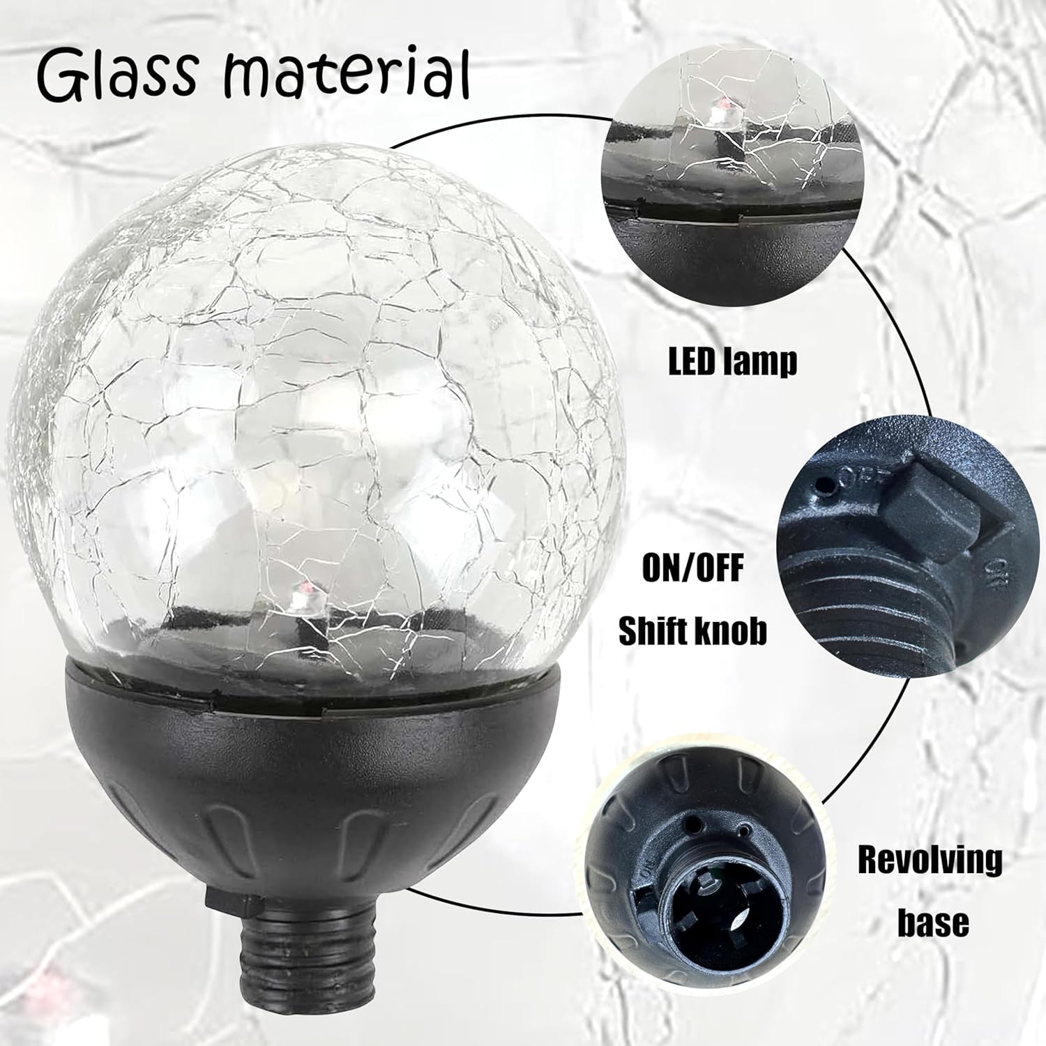 ソーラーパワーガラスボール+アクセサリー - ソーラーウィンドスピナー交換用カラーソーラーライトパーツ(80mm)