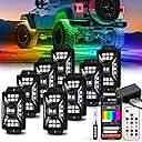 8 Pods Five Sided RGB Rock Lights for Trucks Jeep UTV SUV ATV Golf Cart, Multi Chasing Color App/Remote Control Led Rock Lights with Music Mode, Waterproof Exterior Underglow Kits for Cars