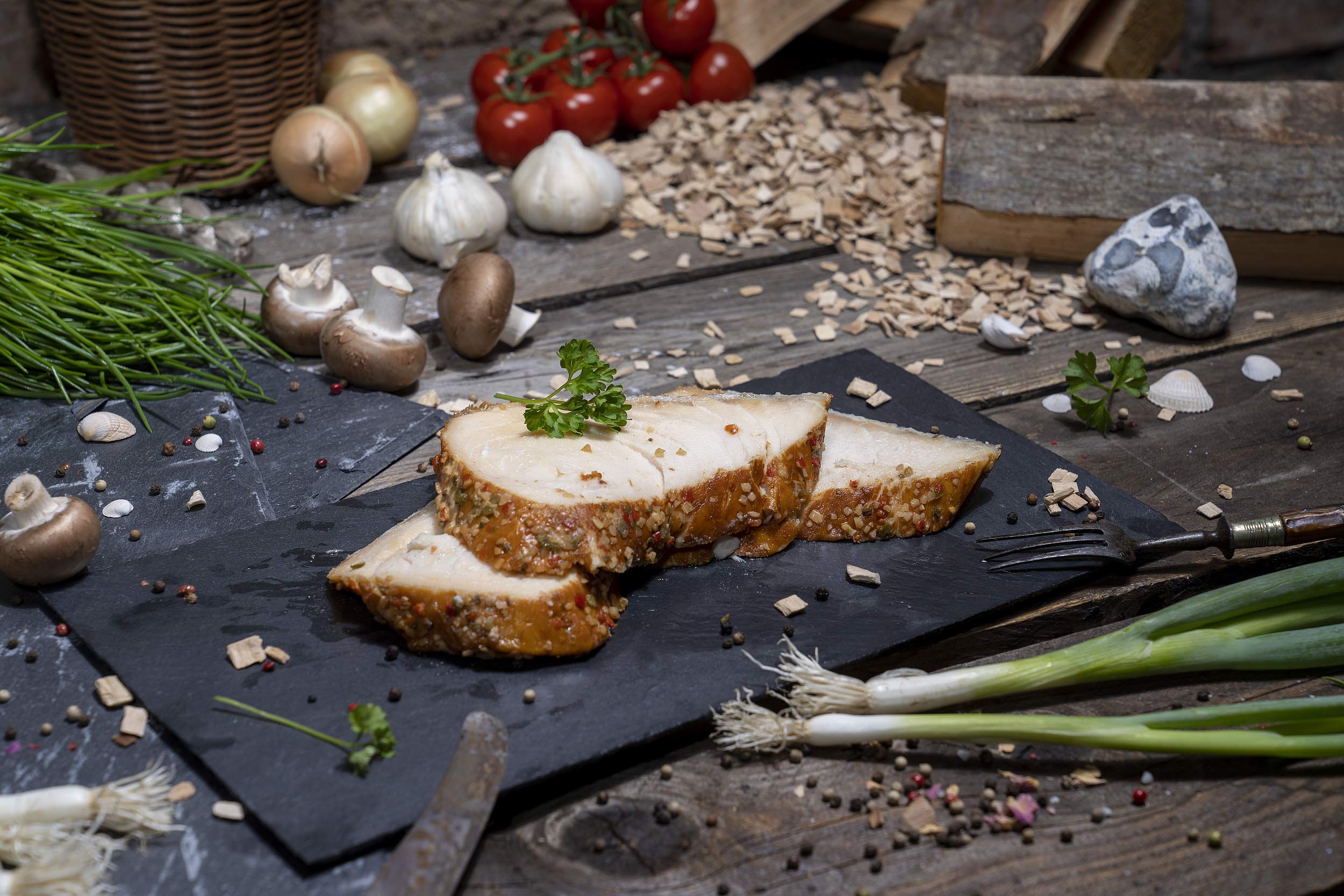 Klaassen Butterfisch, über Buchenrauch geräuchert, Knoblauch, 500g