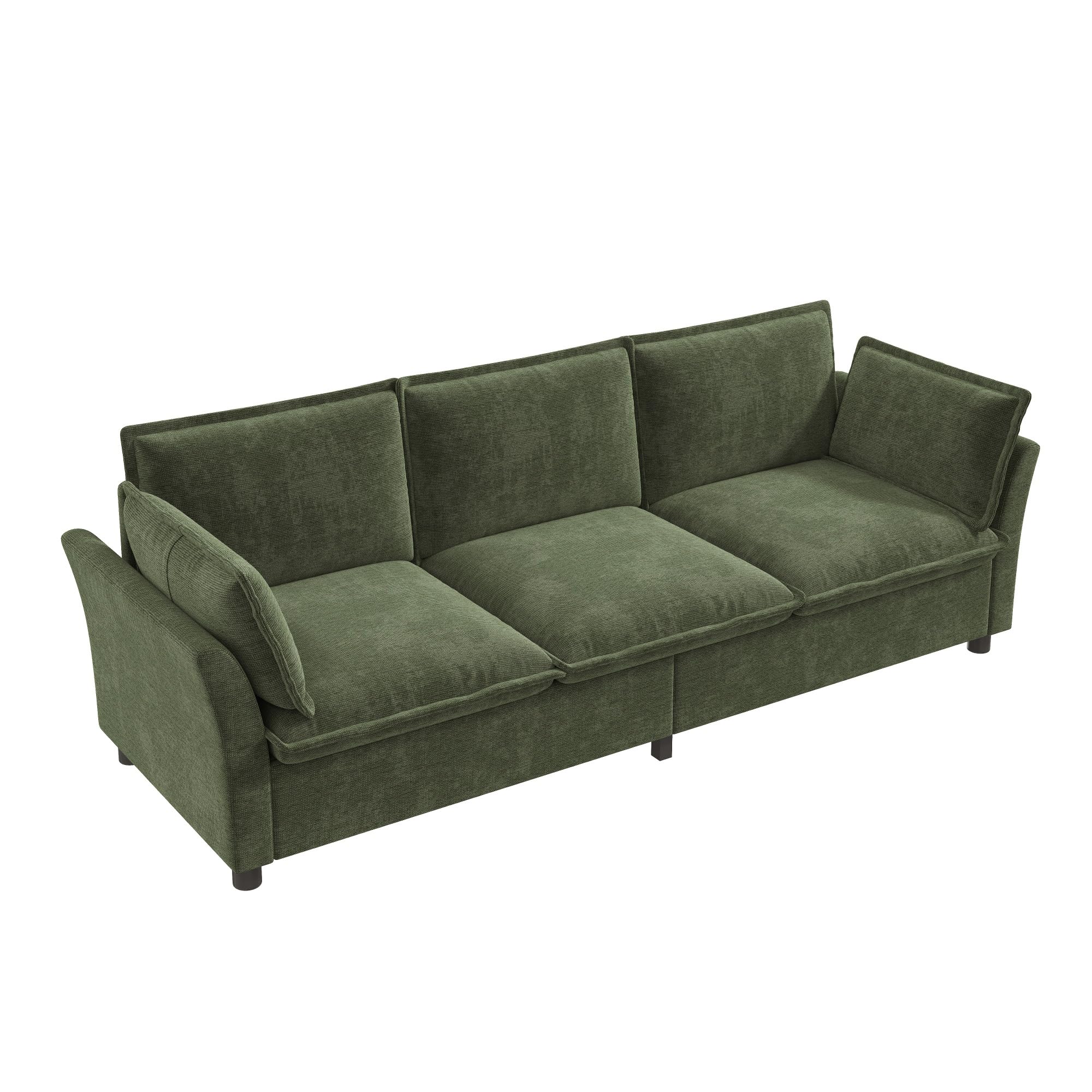 Idemon Combinación de sofá modular de 3 a 2, se puede combinar libremente, sofá de salón, tela de chenilla, 3 plazas + 2 plazas, con cojín, acolchado suave, comodidad en la nube, diseño moderno, verde