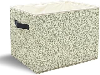 Vintage Sage Green Bunny Storage Bin Basket,Chinoiserie Toile de Jouy Rabbit Collapsible Laundry Baskets with Handles Organizer for Bedroom Bathroom Clothes Toys Books
