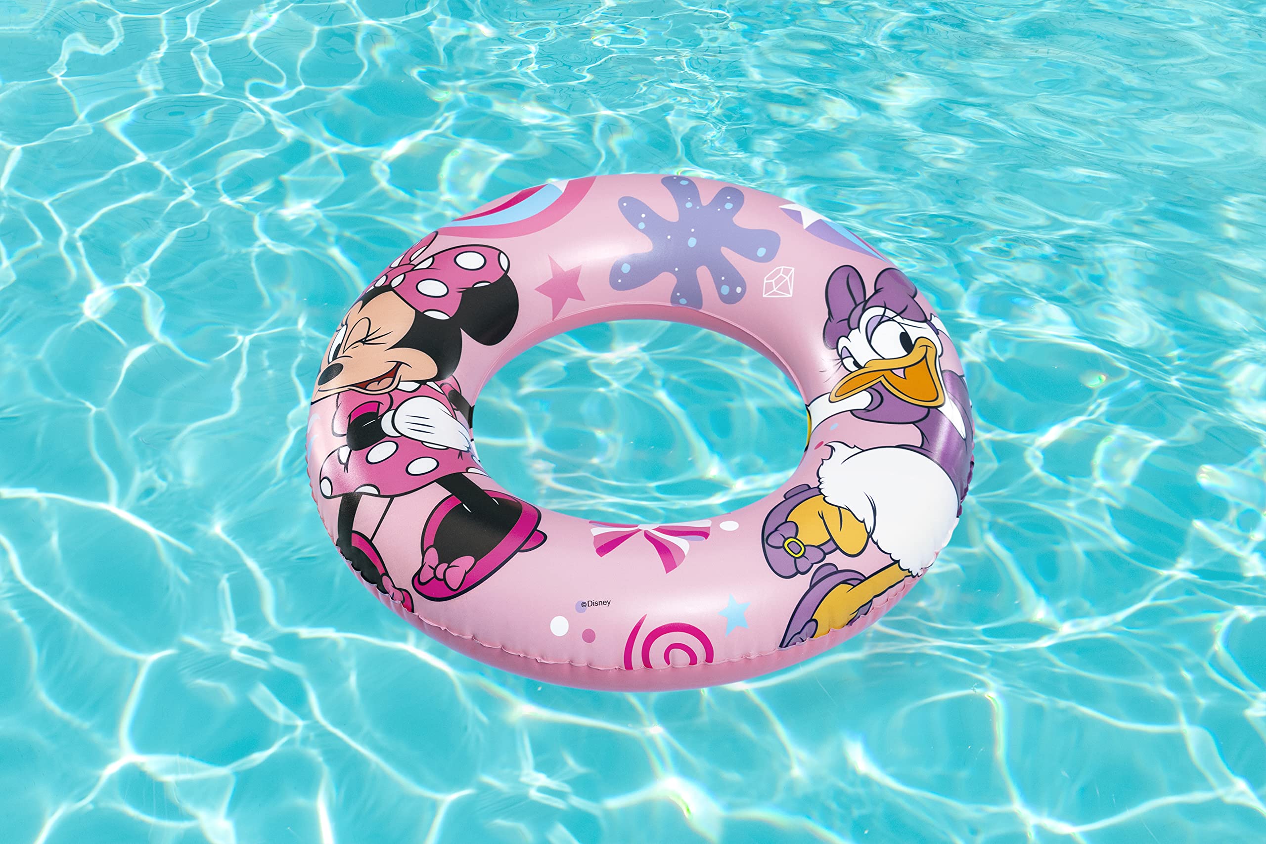 BESTWAY - Koło ratunkowe Minnie - Nadmuchiwane - 91040 - Różowe - Plastikowe - Średnica 11 cm - Zabawka dla dzieci i dorosłych - Gra na świeżym powietrzu - Basen - Dla dzieci od 3 lat