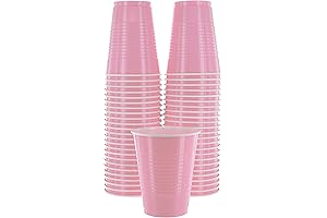 Pastel Pink Plastic Cups: 50-Pack of 18-Ounce Disposable Party Cups for Weddings, Holidays, and Celebrations