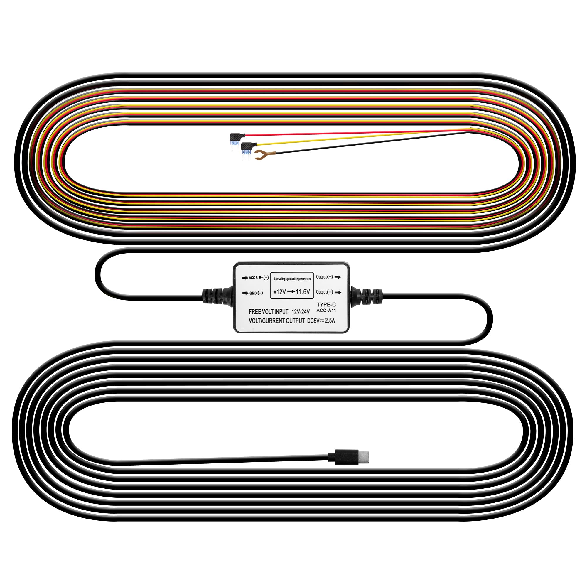 OMBAR Dash Cam Hardwire Kit With Voltage Protection - 24H Parking Mode For T1 & T2 Dash Cameras